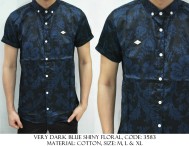 Very Dark Blue Shiny Floral